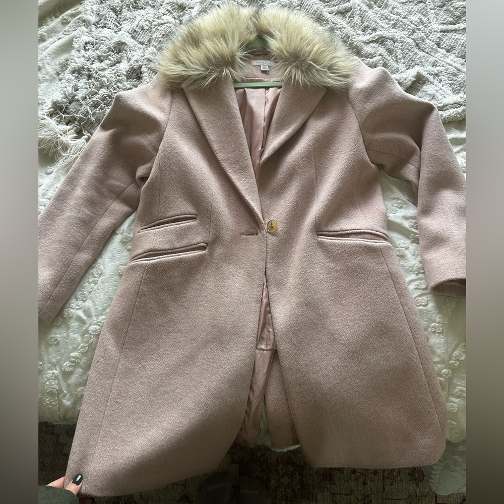 Pink Topshop Pea Coat